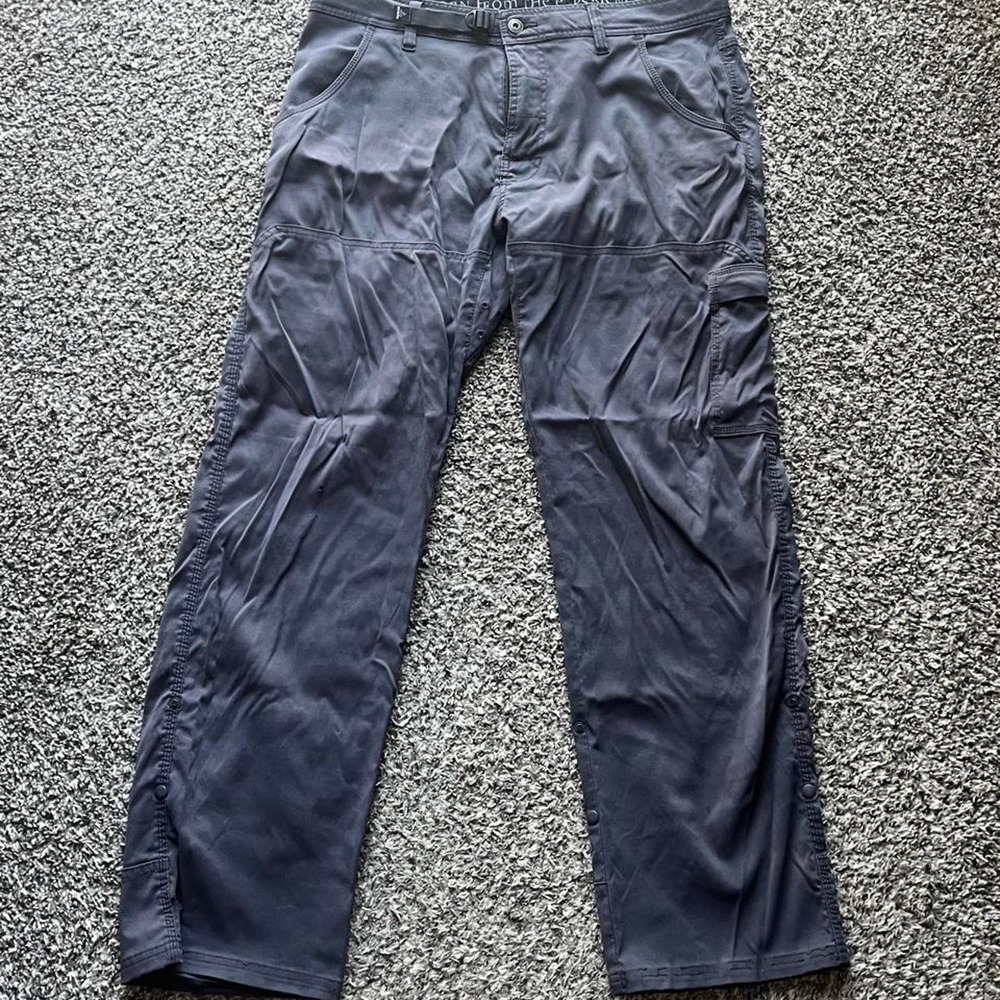 Prana Zion Cargo Pants Mens 36x32 Gray Outdoor Hiking Straight Leg Built-in Belt